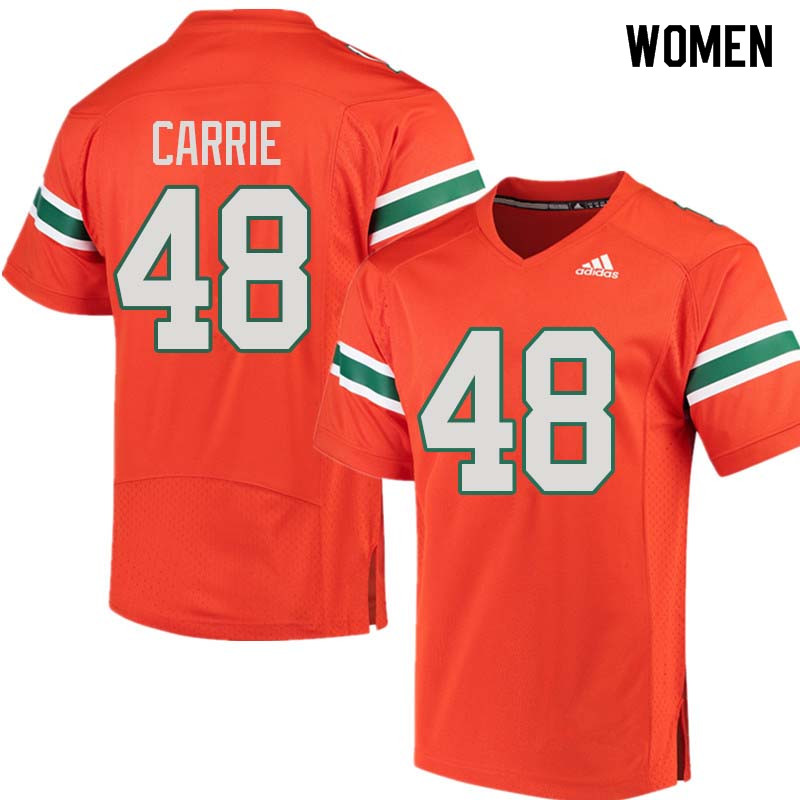 Women Miami Hurricanes #48 Calvin Carrie College Football Jerseys Sale-Orange - Click Image to Close